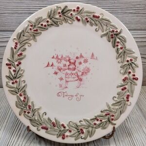 Amscan Holiday Traditions Plate Cream Snowman Tidings of Joy Christmas Tablewear